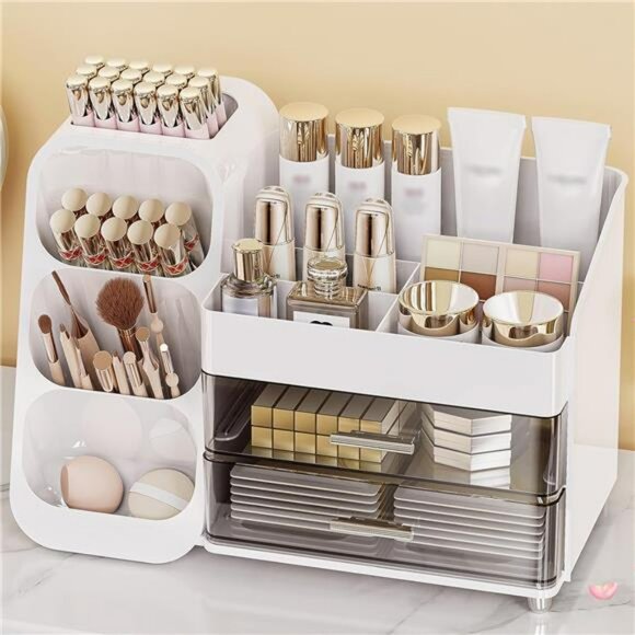 Large Makeup Organizer with Drawers Vanity Skincare Storage Box White - Picture 1 of 7